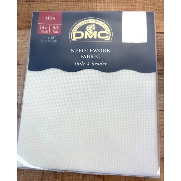DMC 14Ct Aida Needlework Fabric 14" X 18" White Cross Stitch Cloth - Picture 1 of 2